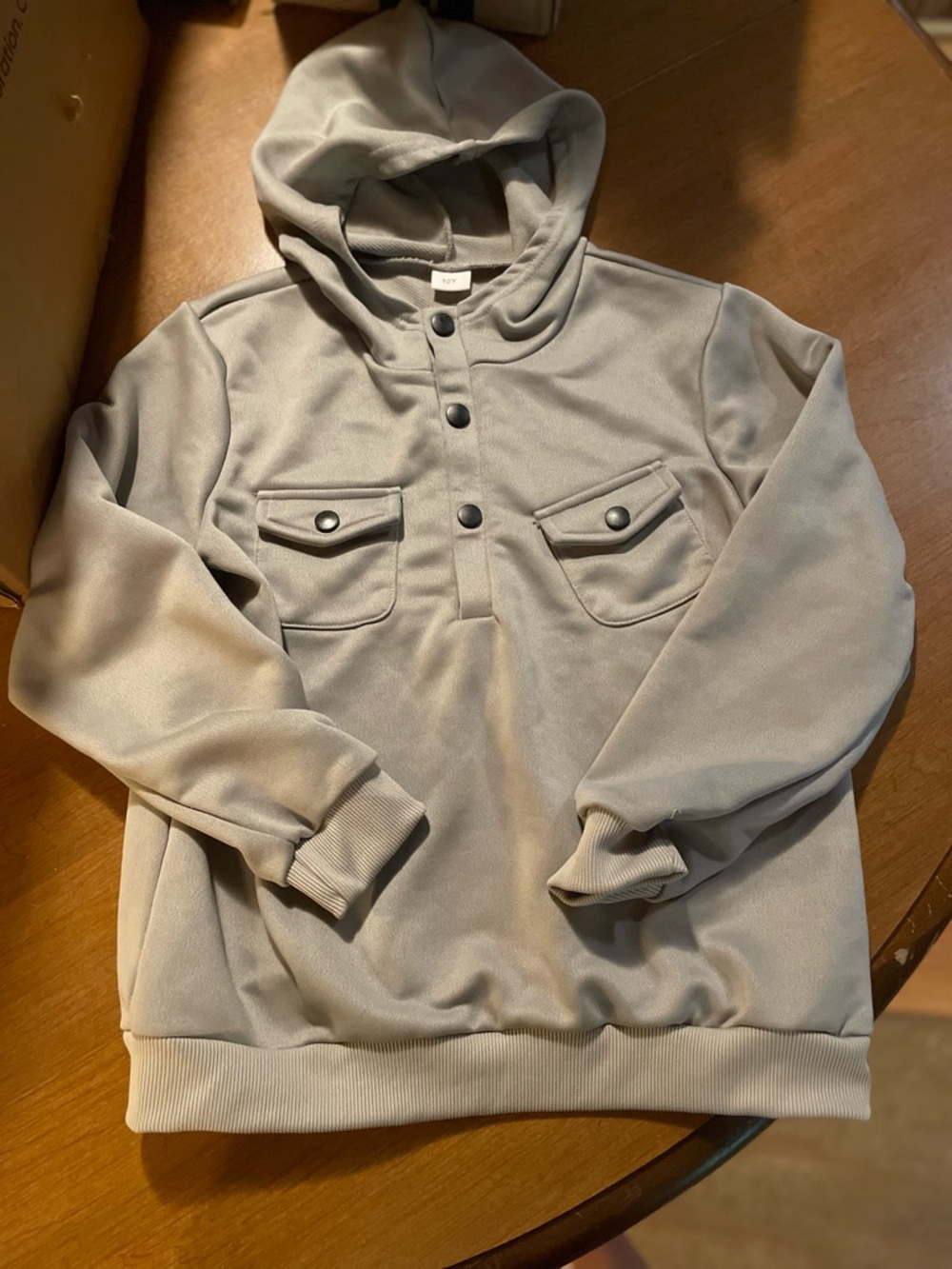 Source Unknown Light Gray Hooded Pullover with Chest Pockets
